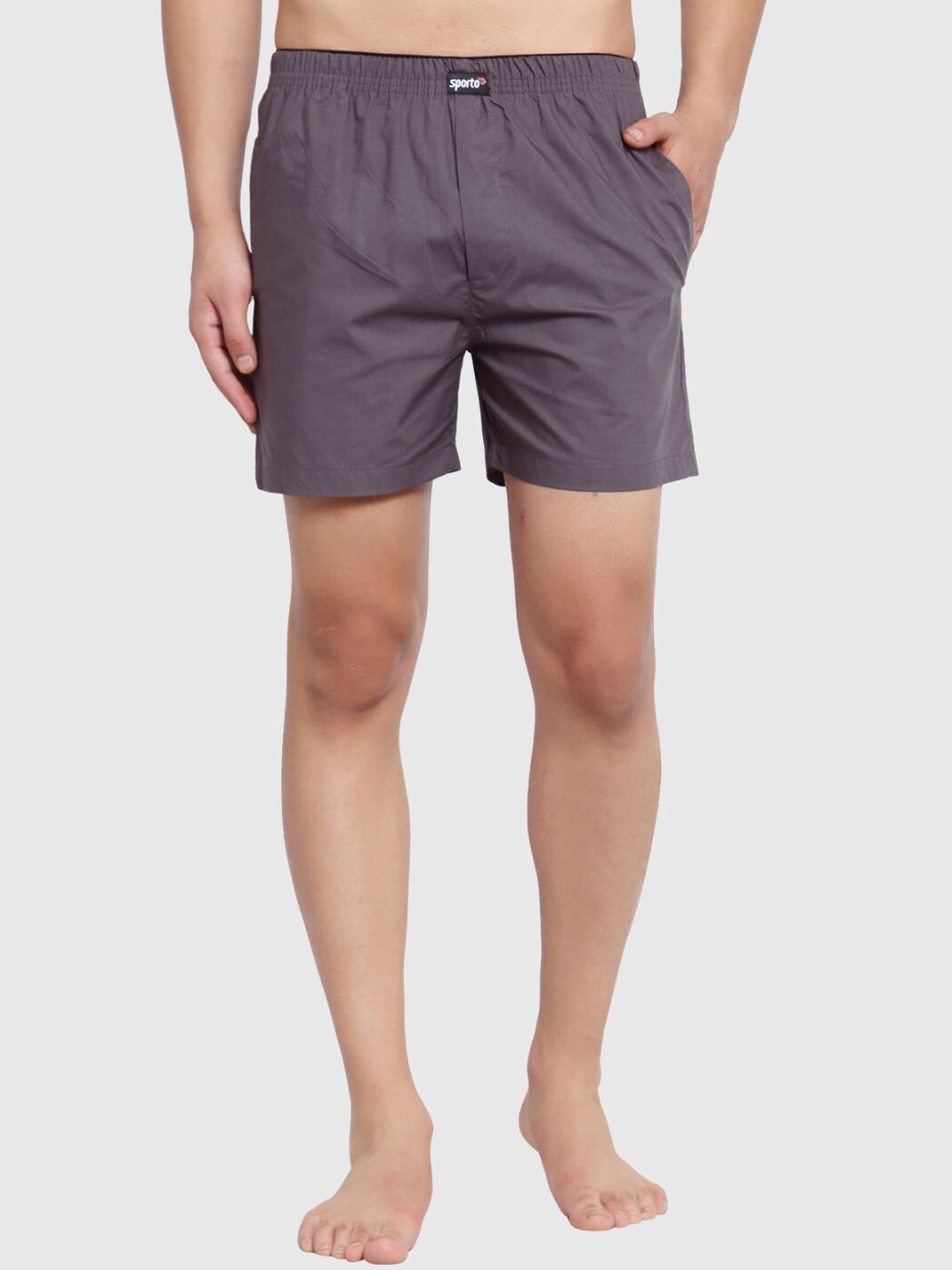 

SPORTO Woven Cotton Boxers, Charcoal