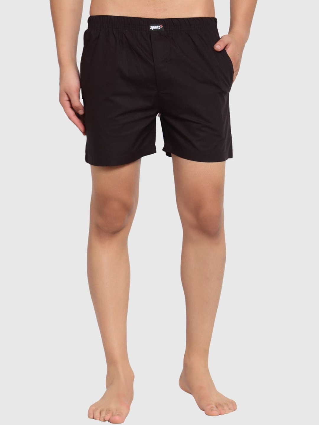 

SPORTO Men Woven Cotton Boxers, Black