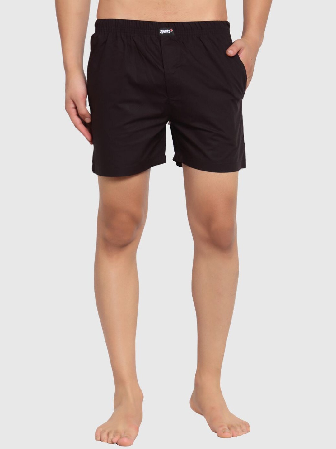 

SPORTO Men Cotton Boxer Shorts, Black