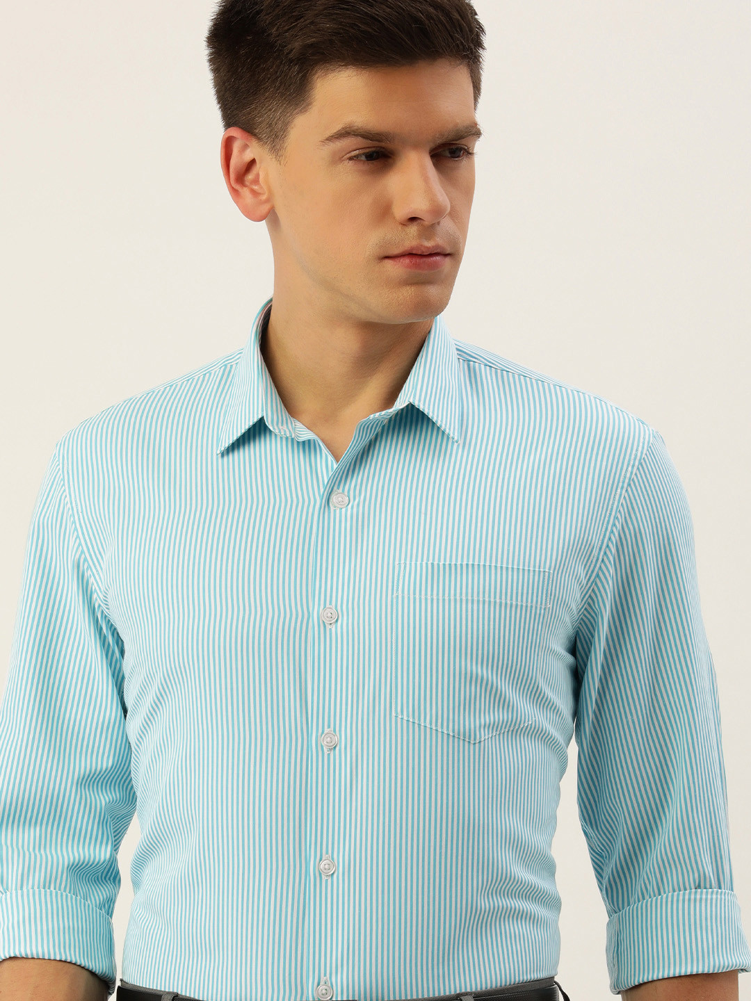 

Excalibur Men Slim Fit Striped Formal Shirt, Blue