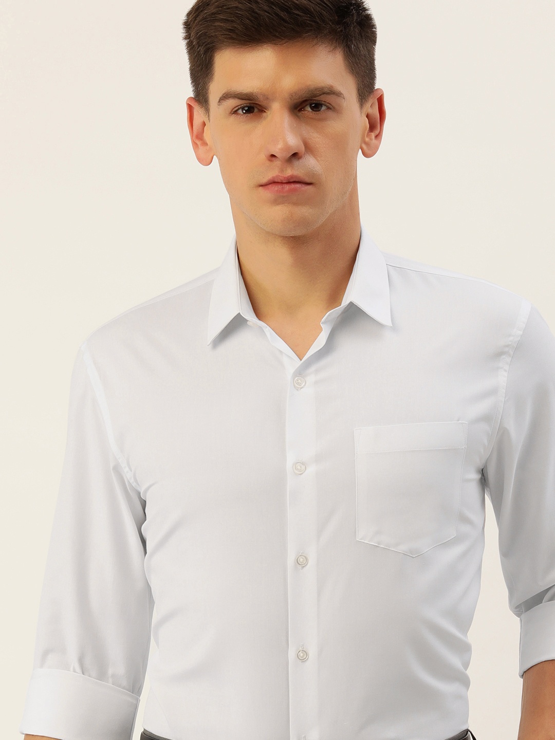 

Excalibur Men Self Design Textured Slim Fit Spread Collar Formal Shirt, White