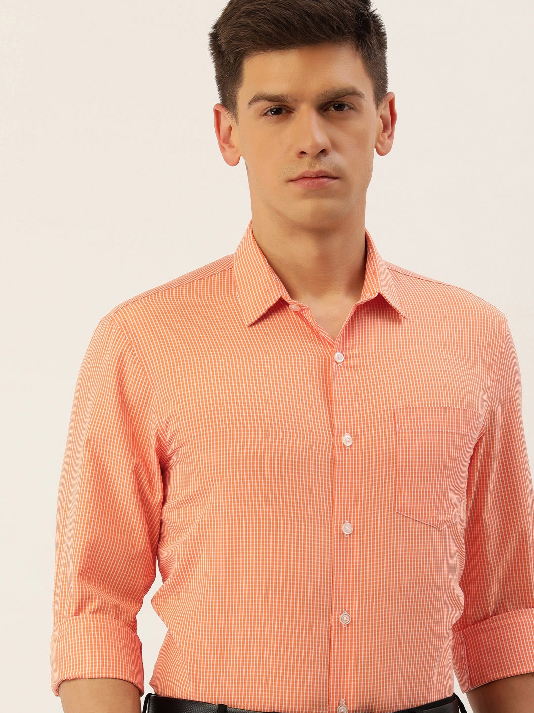 

Excalibur Men Slim Fit Checked Formal Shirt, Orange