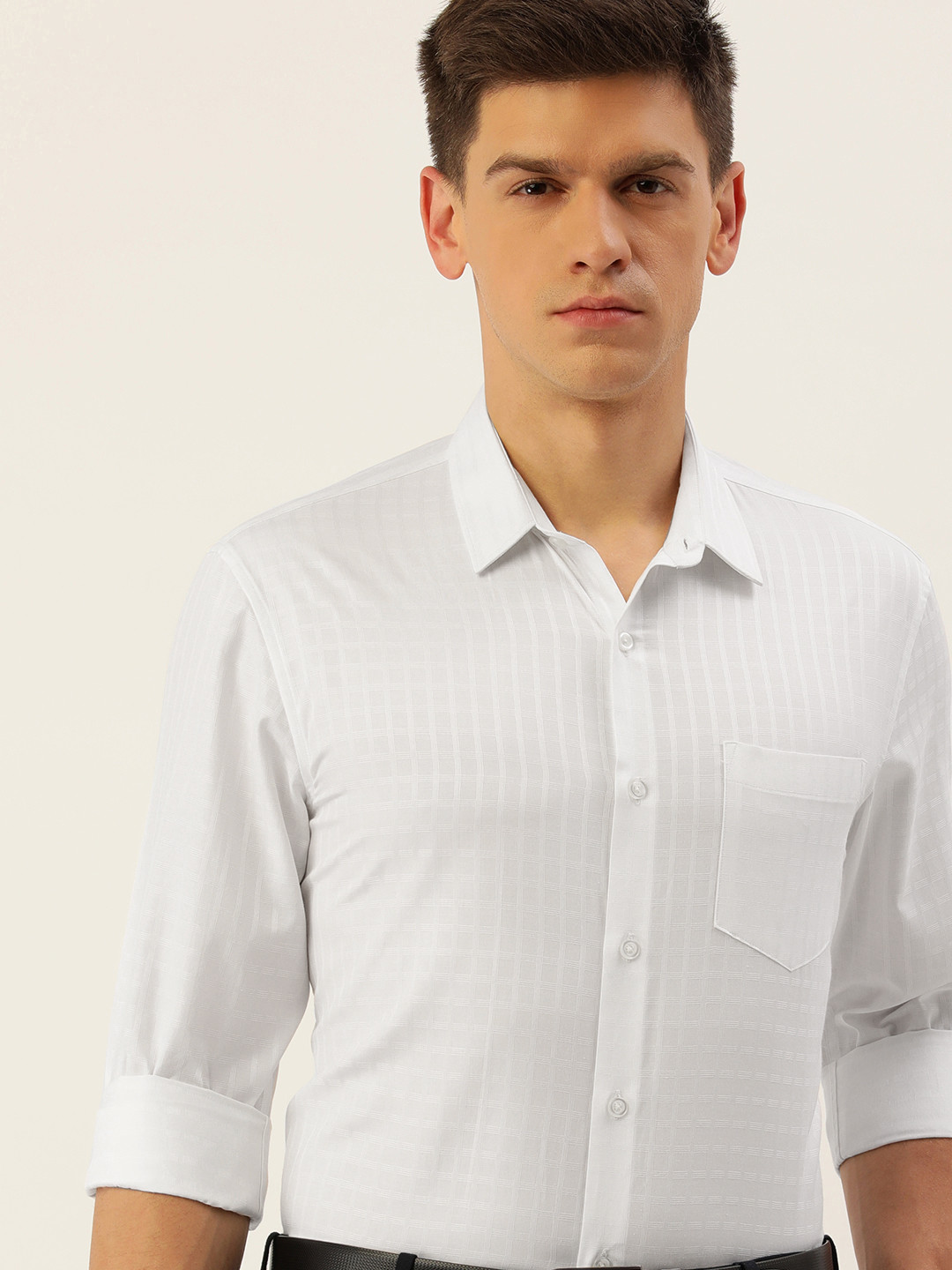 

Excalibur Men Slim Fit Striped Formal Shirt, White
