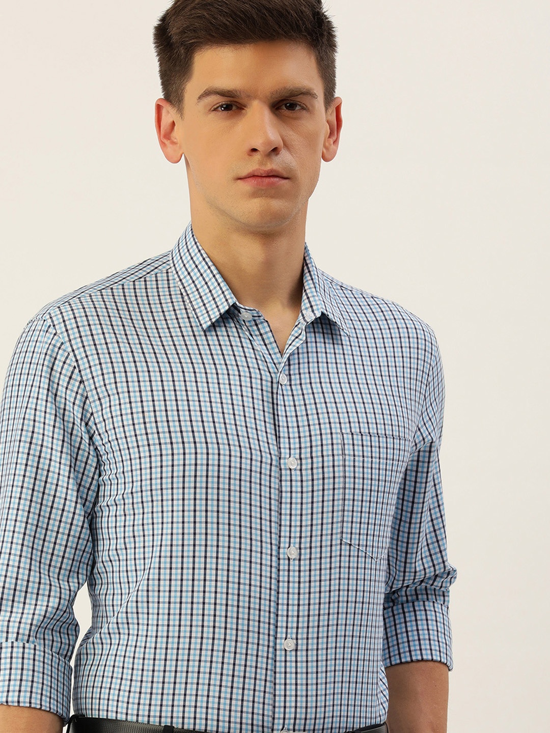 

Excalibur Men Slim Fit Checked Formal Shirt, Blue