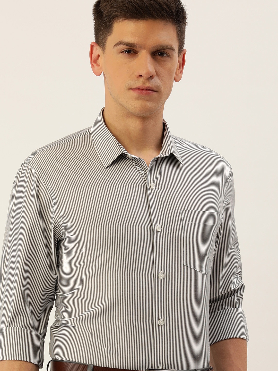 

Excalibur Men Slim Fit Striped Formal Shirt, Black