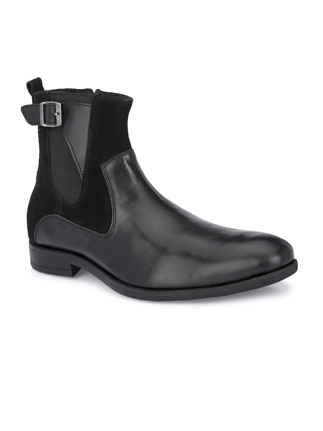 

SHENCES Men Leather Chelsea Boots, Black