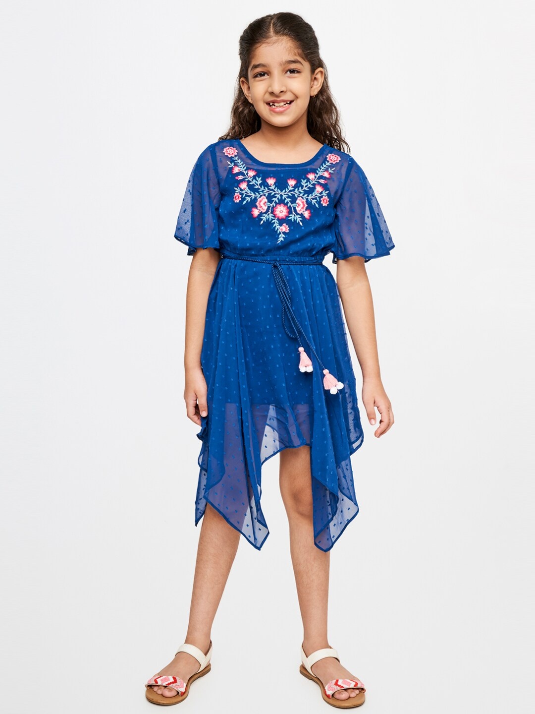 

Global Desi Embroidered Detail A-Line Dress, Blue