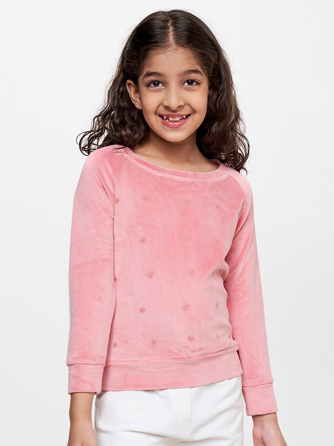 

Global Desi Girls Embellished Sweatshirt, Pink