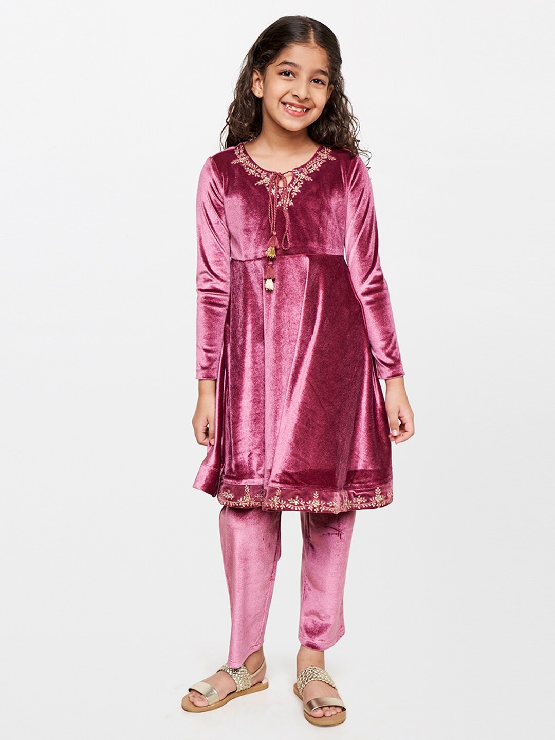 

Global Desi Girls Anarkali Kurta with Trousers, Pink