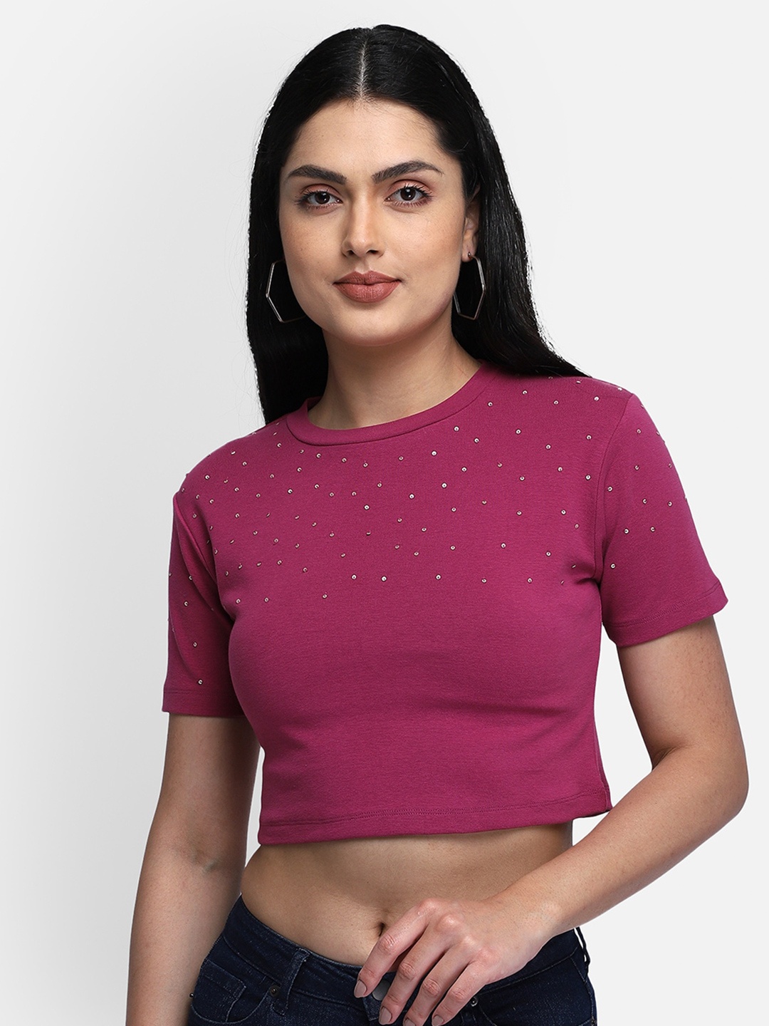 

Yaadleen Crop Cotton Top, Purple