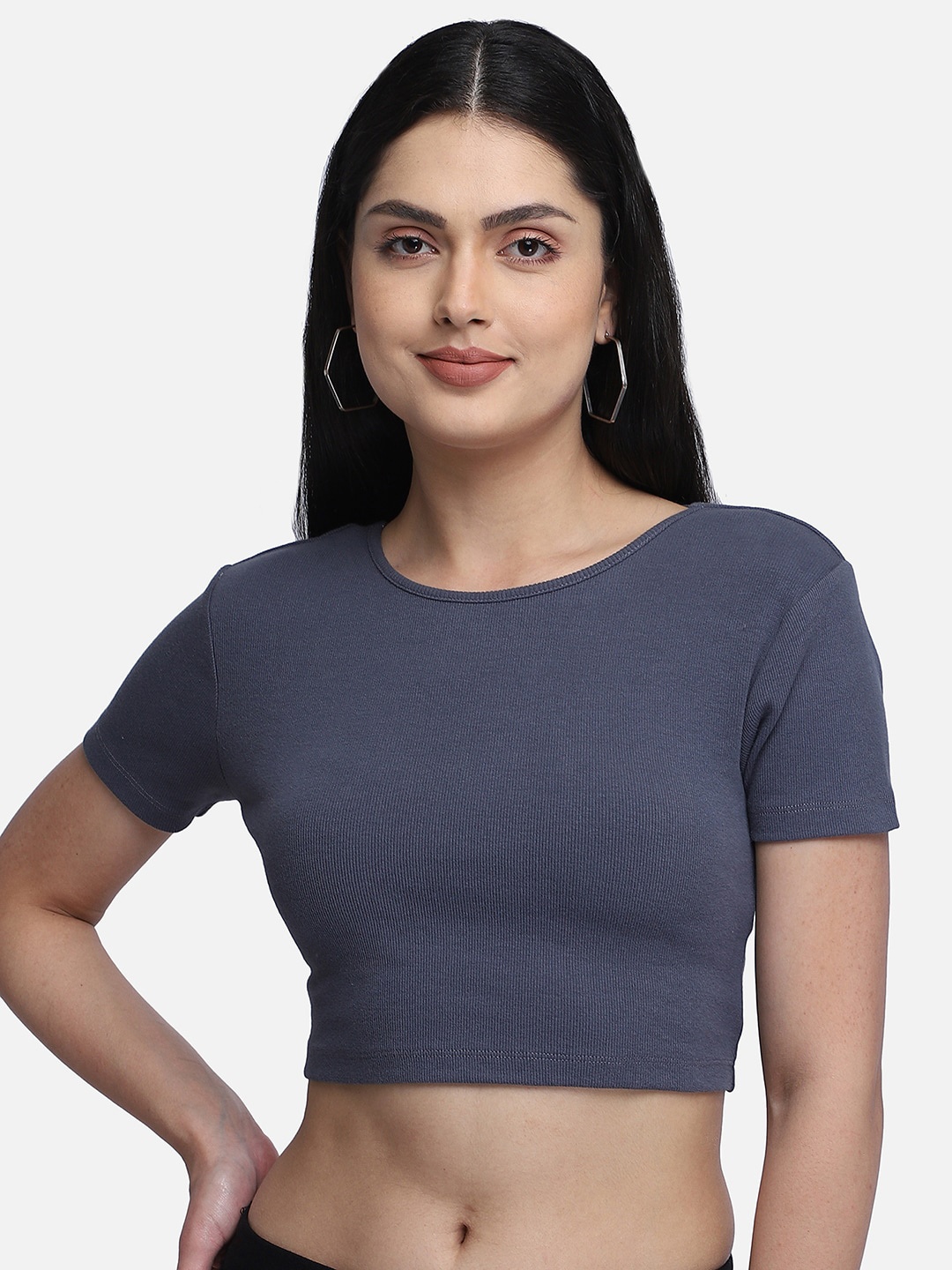 

Yaadleen Crop Cotton Top, Blue