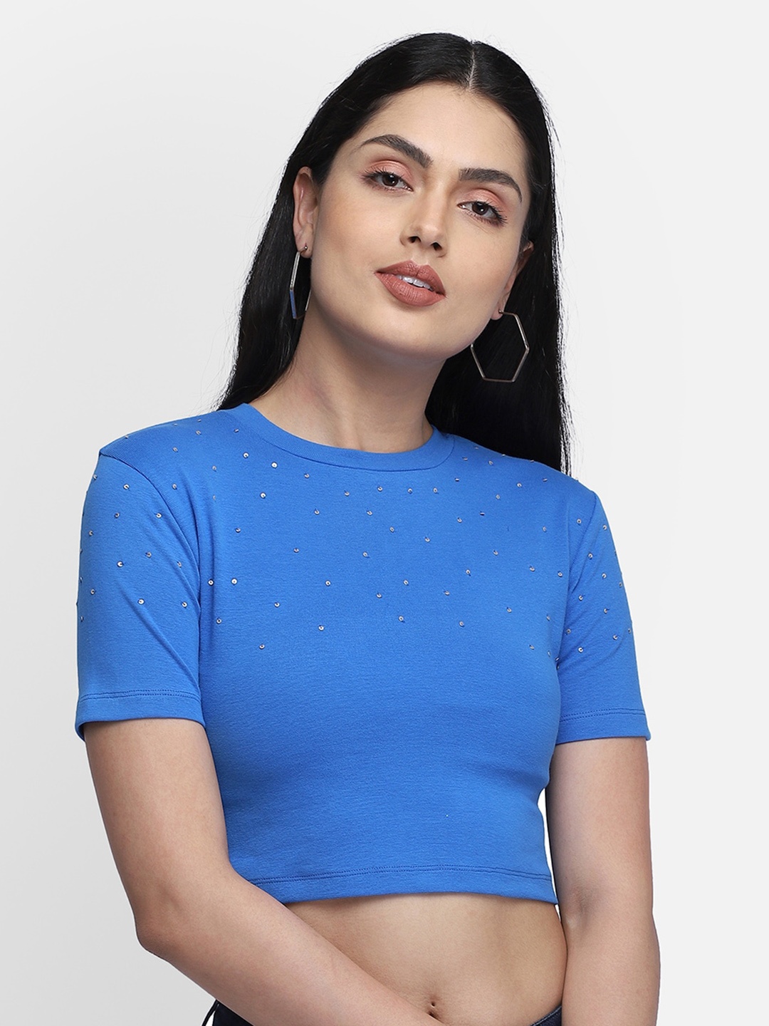 

Yaadleen Embellished Crop Top, Blue