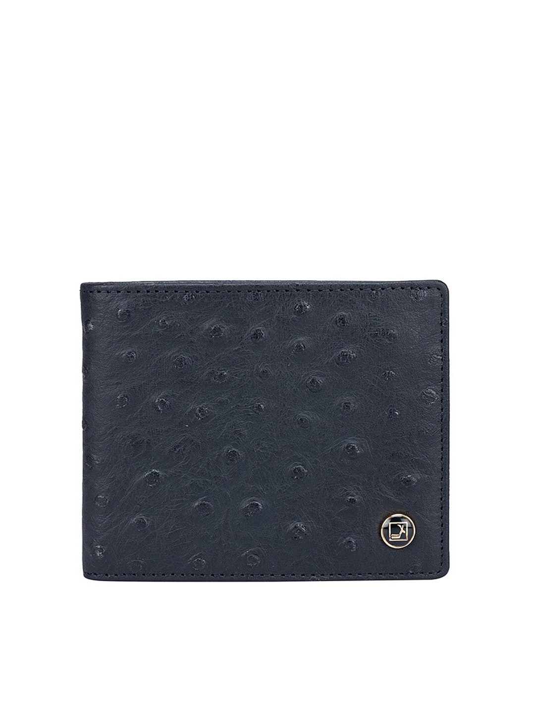 

Da Milano Men Textured Leather Two Fold Wallet, Black