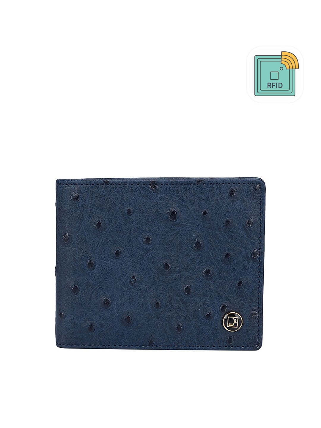 

Da Milano Men Textured Leather Two Fold Wallet, Blue