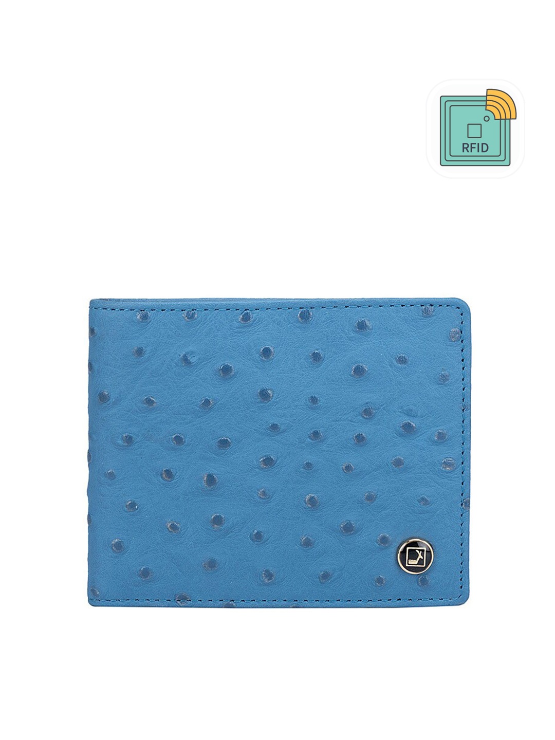 

Da Milano Men Textured Leather Two Fold Wallet, Blue