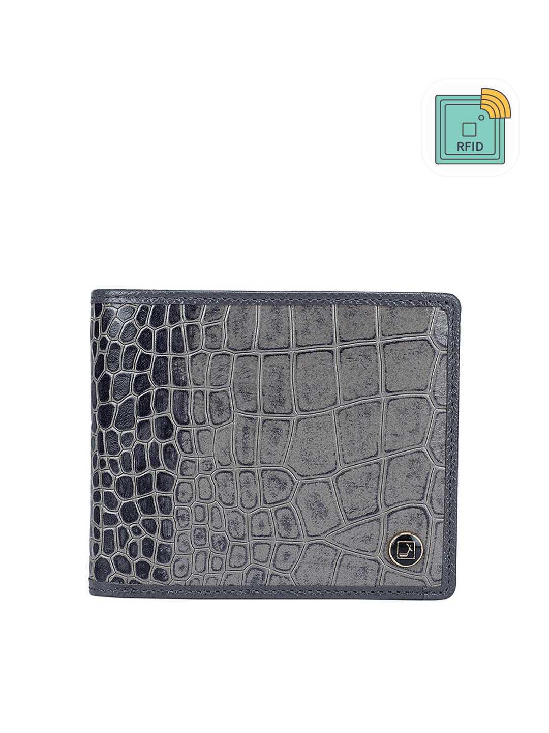 

Da Milano Men Textured Leather Two Fold Wallet, Grey