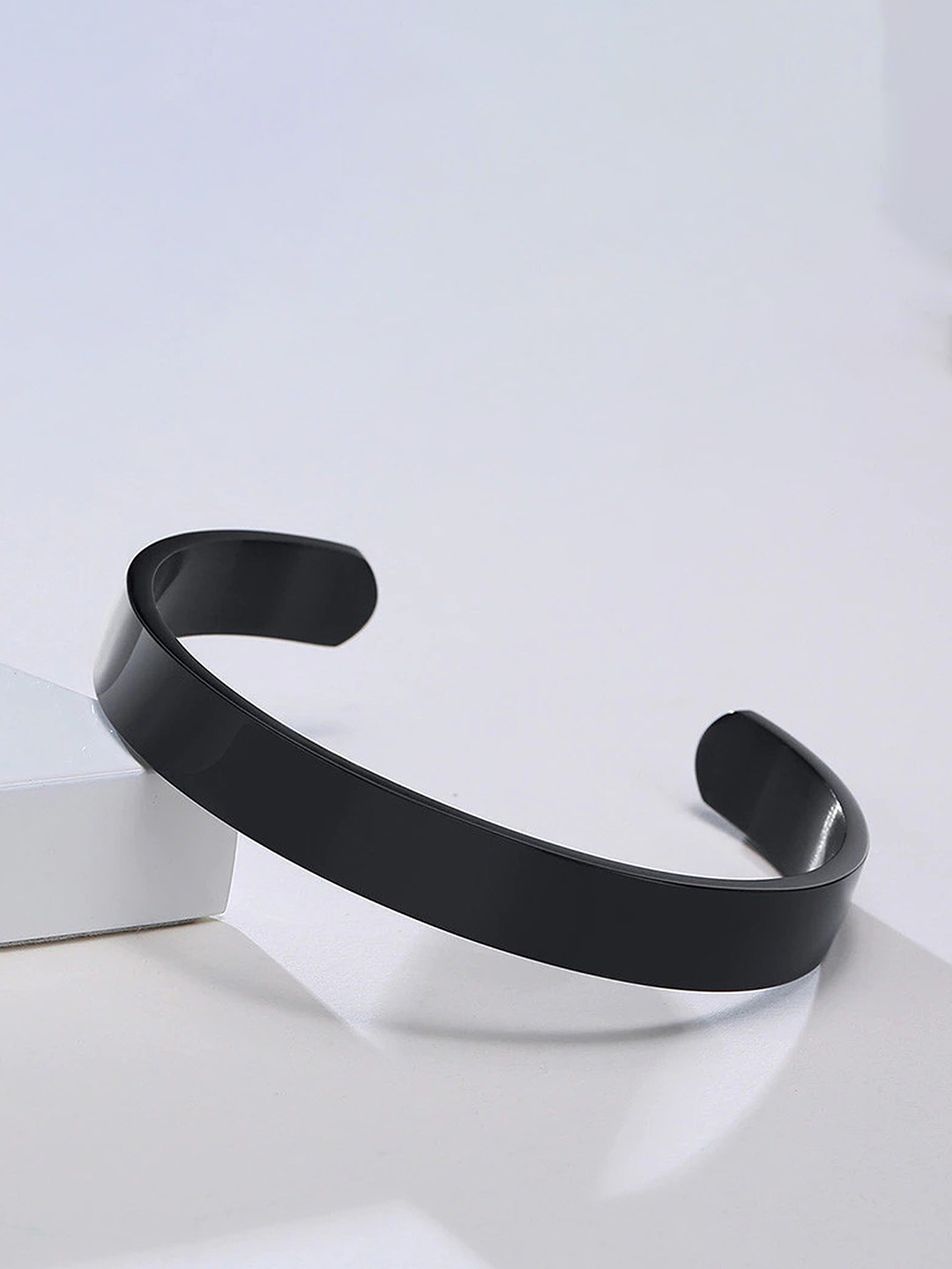 

Fashion Frill Men Silver-Plated Cuff Bracelet, Black