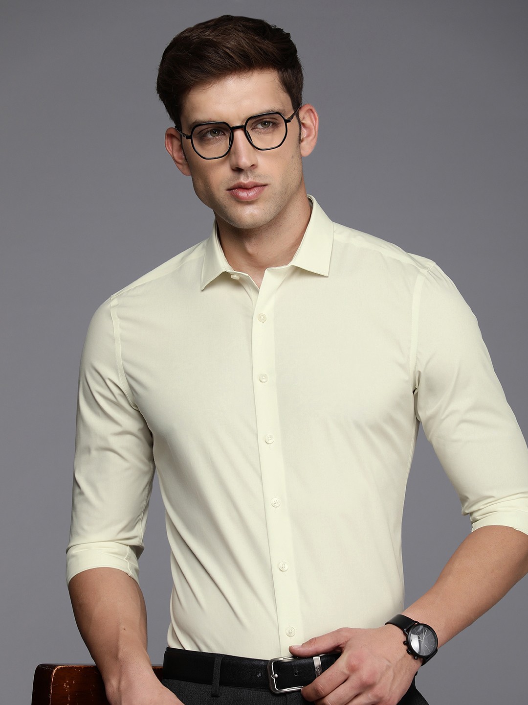 

Louis Philippe Permapress Super Slim Fit Wrinkle Free Formal Shirt, Yellow