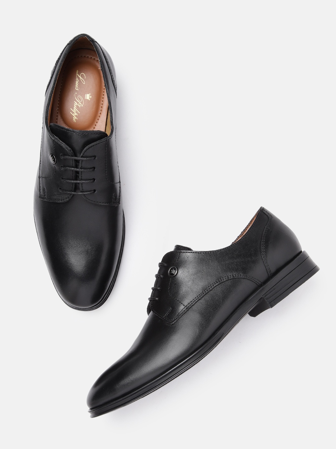 

Louis Philippe Men Leather Formal Derbys, Black