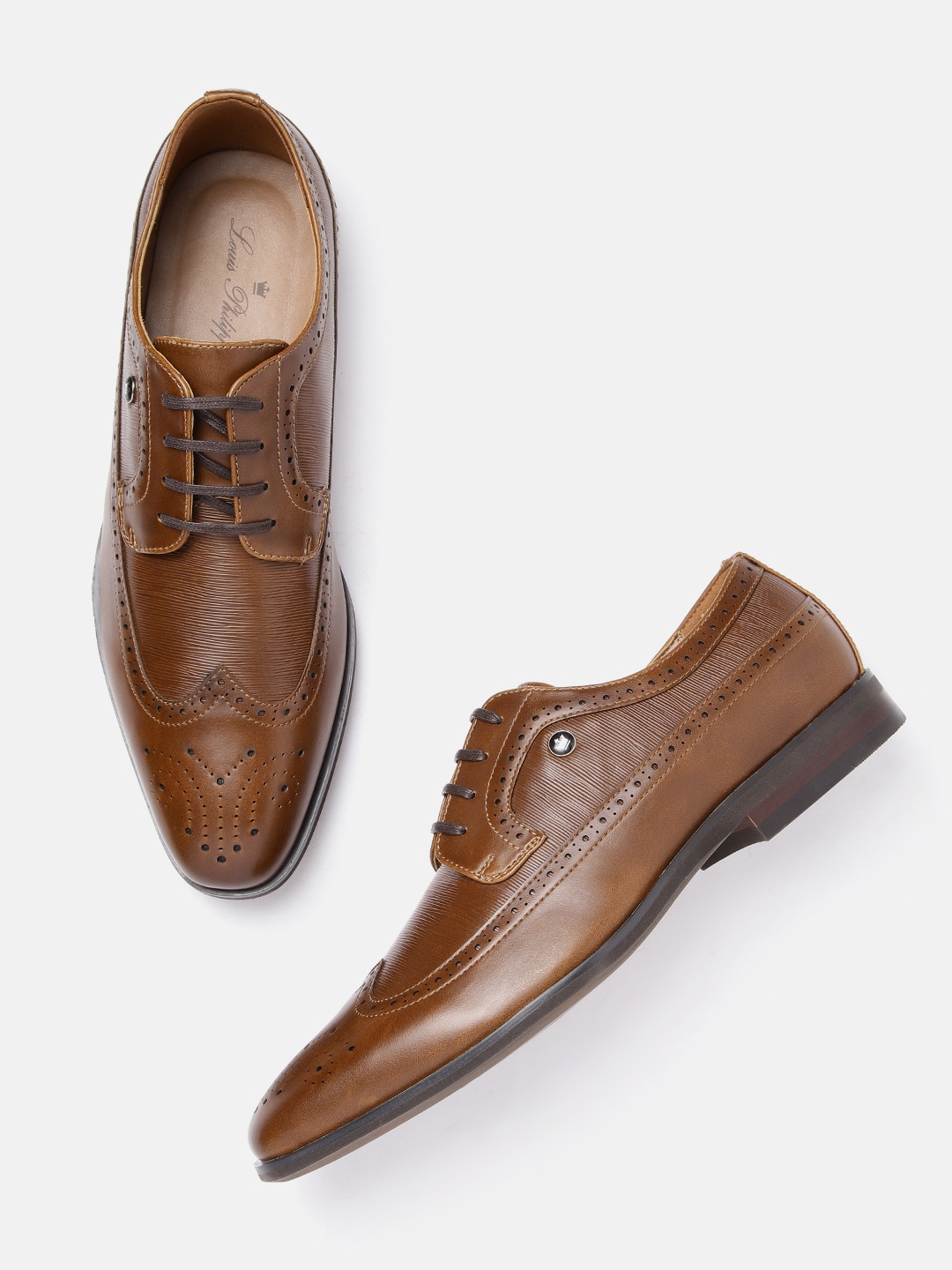 

Louis Philippe Men Leather Formal Brogues, Tan