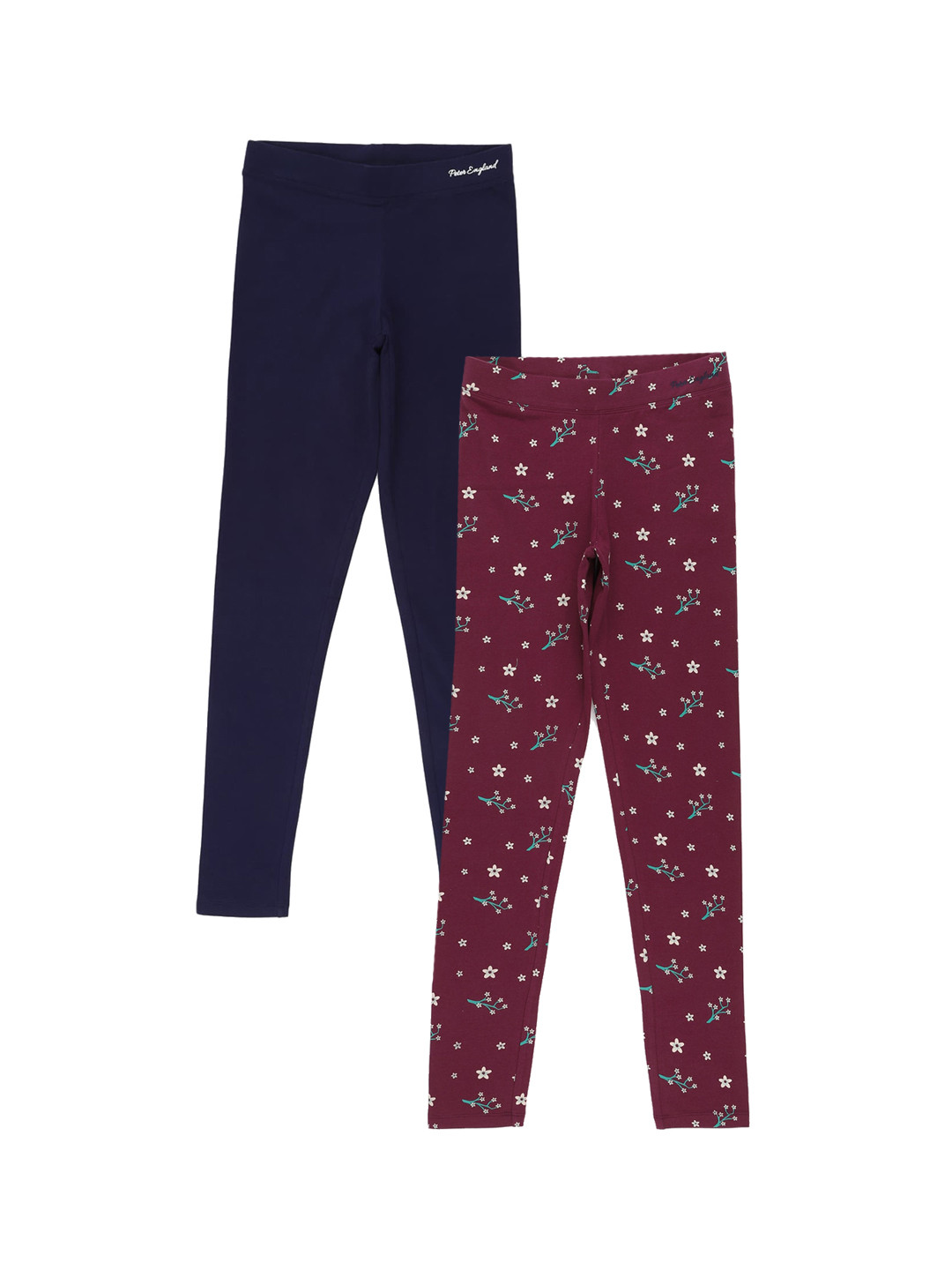 

Peter England Girls Pack Of 2 Printed Ankle Length Leggings, Navy blue