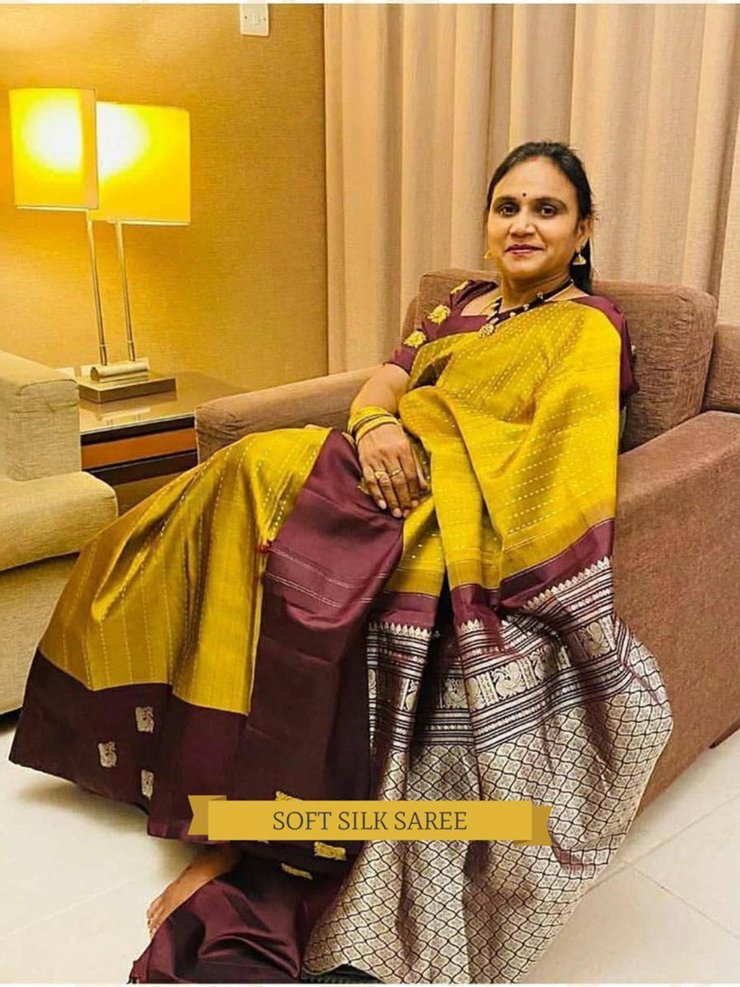 

TIEXA Woven Design Zari Pure Silk Banarasi Saree, Mustard