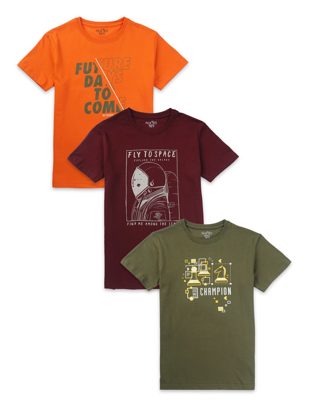 

Gini and Jony Boys Orange & Olive Green Typography 3 Printed T-shirt