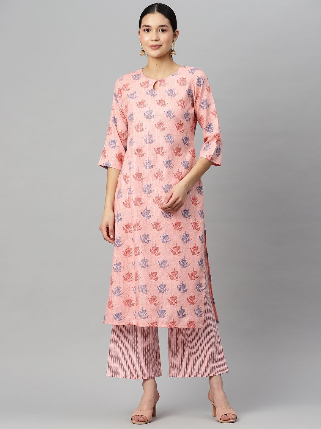 

Ives Women Ethnic Motifs Printed Kurta With Palazzos, Pink