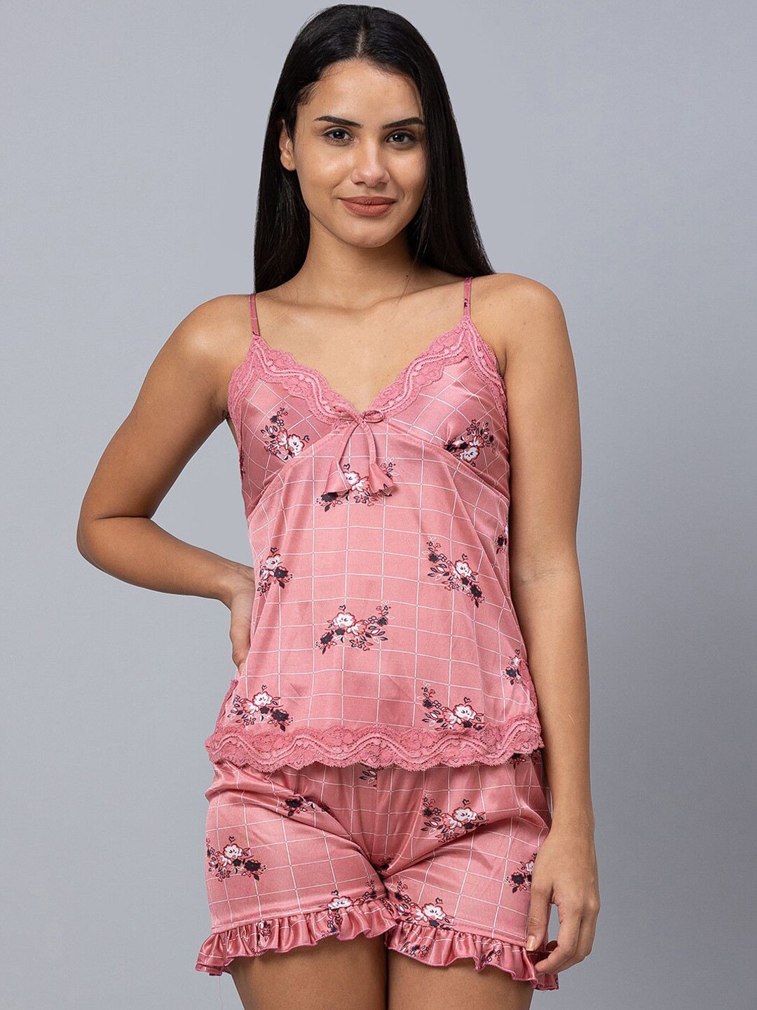 

AV2 Women Printed Night suit, Peach