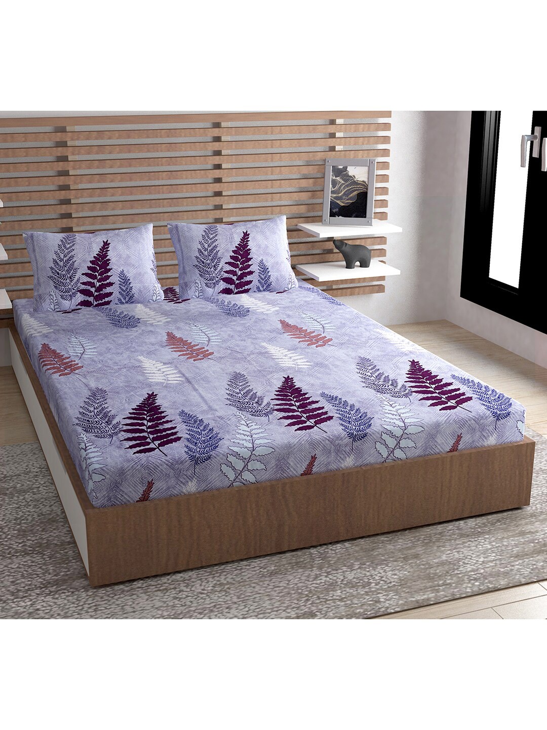 

Urban Magic Purple & White Graphic 130 TC Queen Bedsheet with 2 Pillow Covers