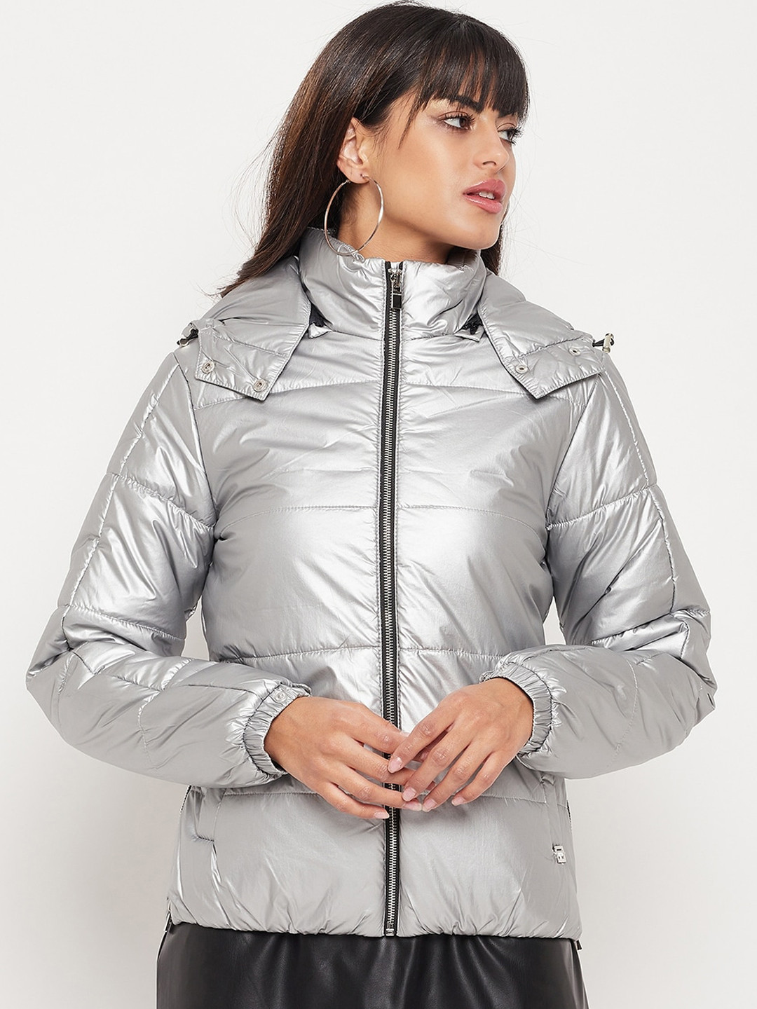 

Madame Women Silver-Toned Padded Jacket