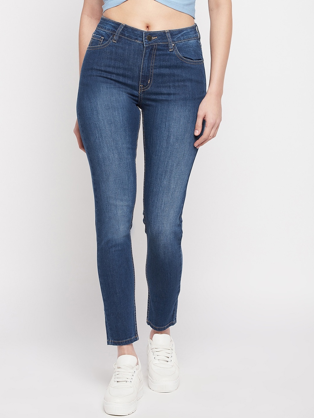 

Madame Women Blue Light Fade Cotton Jeans