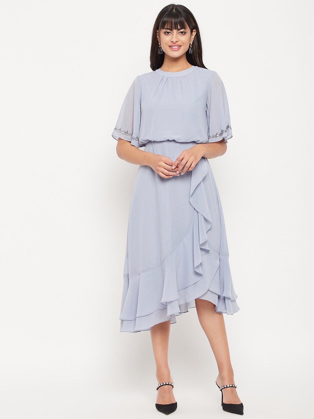 

Madame Blue Embellished Midi Dress