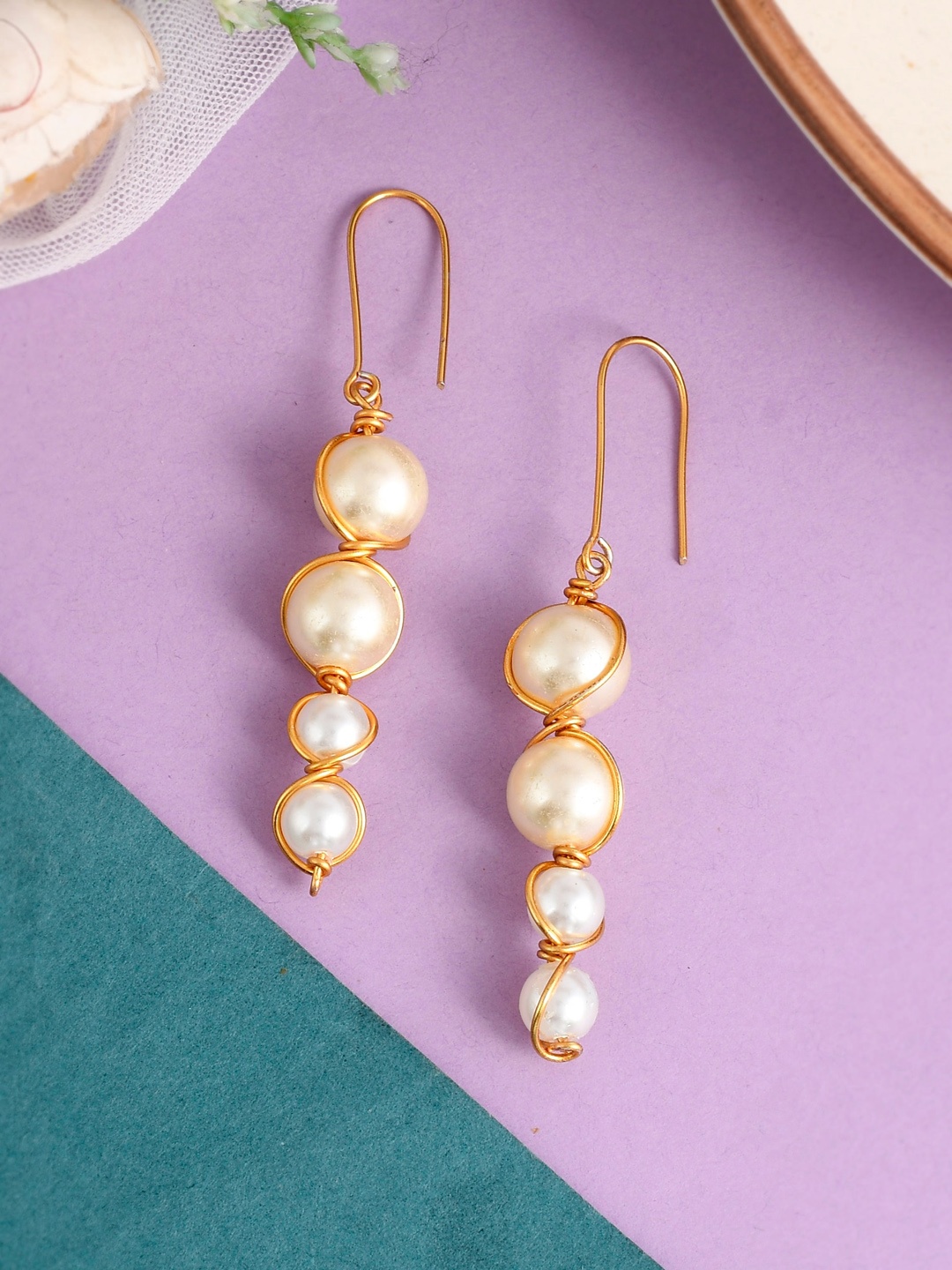 

Silvermerc Designs Gold-Toned Contemporary Drop Earrings