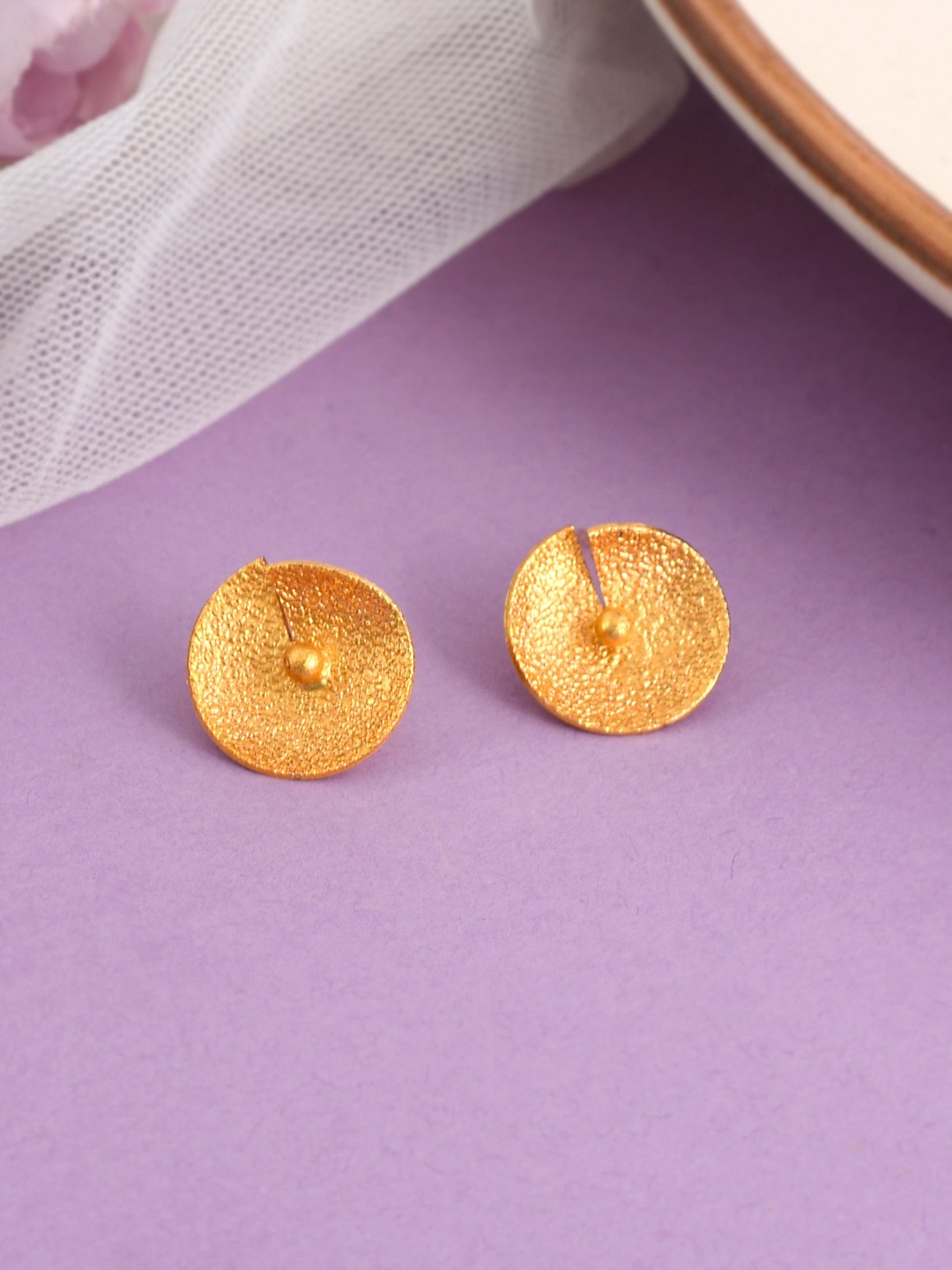 

Silvermerc Designs Gold-Toned Contemporary Studs Earrings