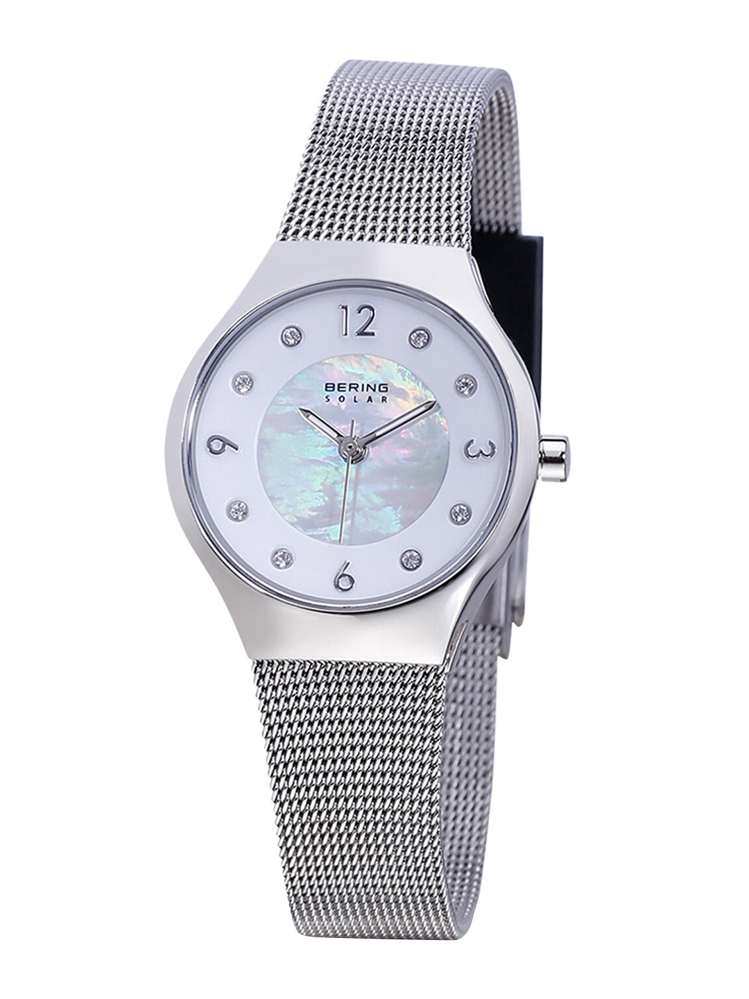 

BERING Women Silver-Toned Mother of Pearl Dial & Silver Toned Stainless Steel Bracelet Style Straps Analogue Watch