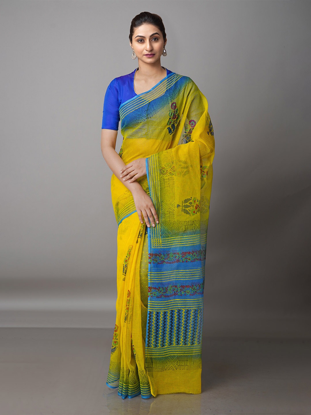 

Unnati Silks Ethnic Motifs Pure Cotton Kota Saree, Yellow