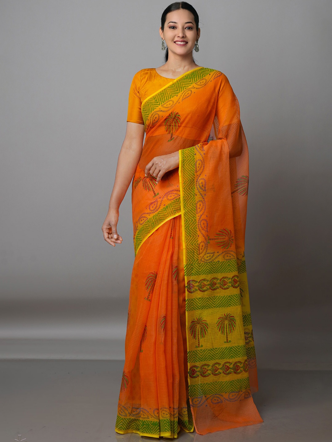 

Unnati Silks Ethnic Motifs Pure Cotton Kota Saree, Orange