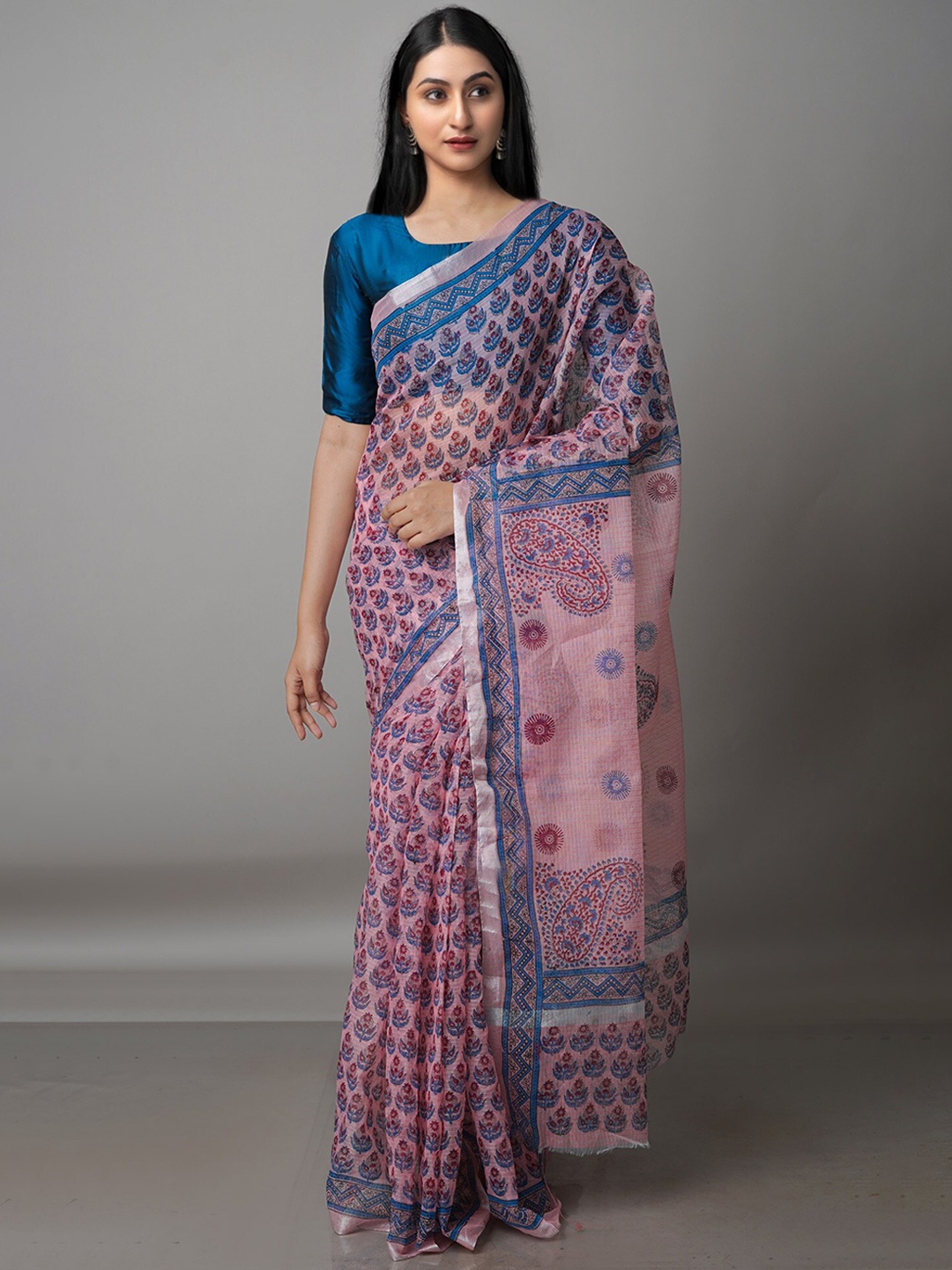 

Unnati Silks Ethnic Motifs Pure Cotton Kota Saree, Peach