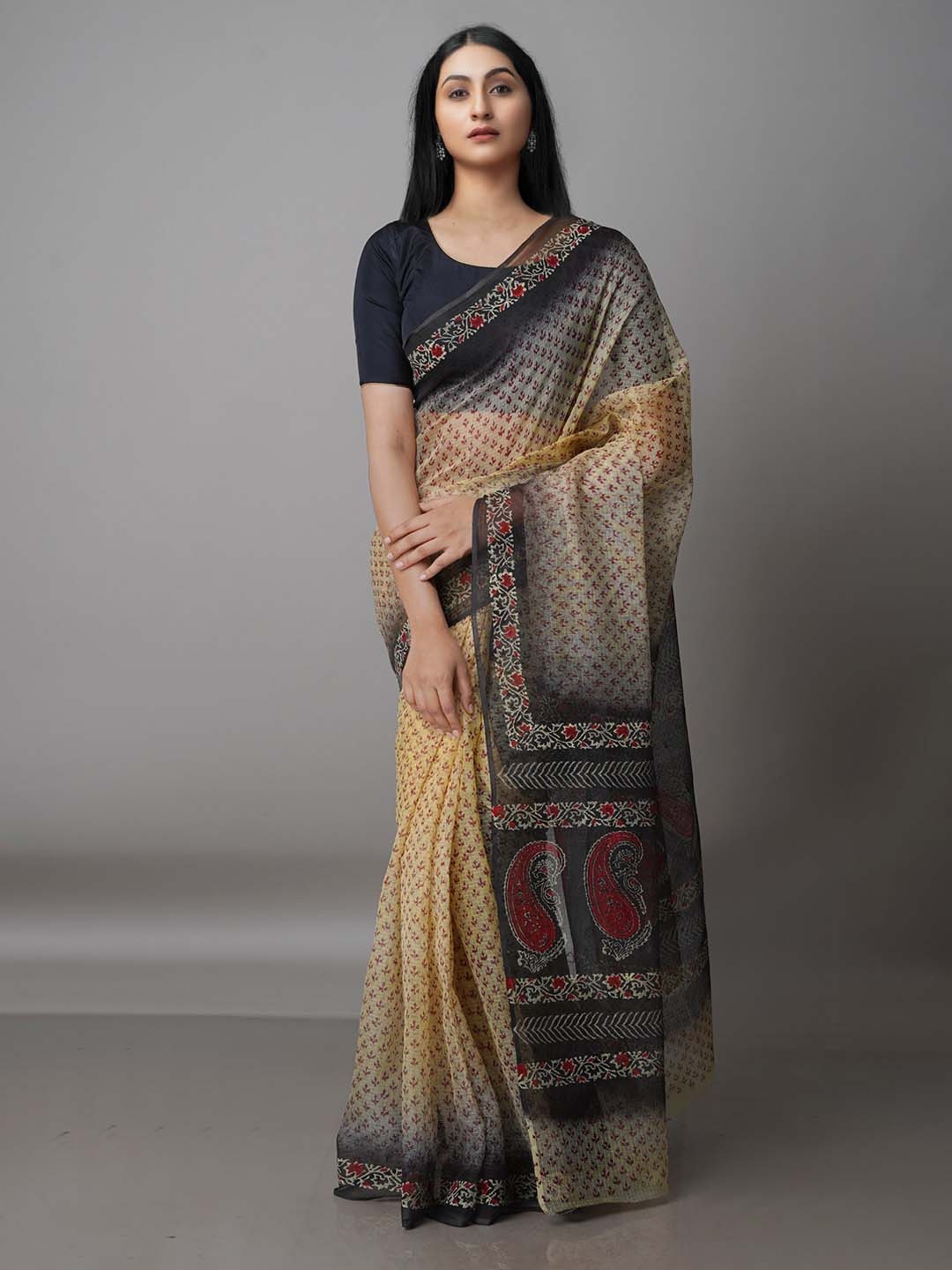 

Unnati Silks Floral Printed Pure Cotton Kota Saree, Cream