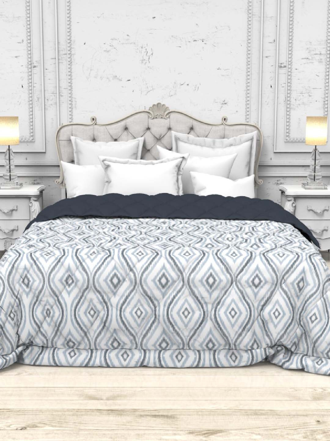 

THE WHITE MOSS Blue & Black Checked Heavy Winter 300 GSM Double Bed Comforter