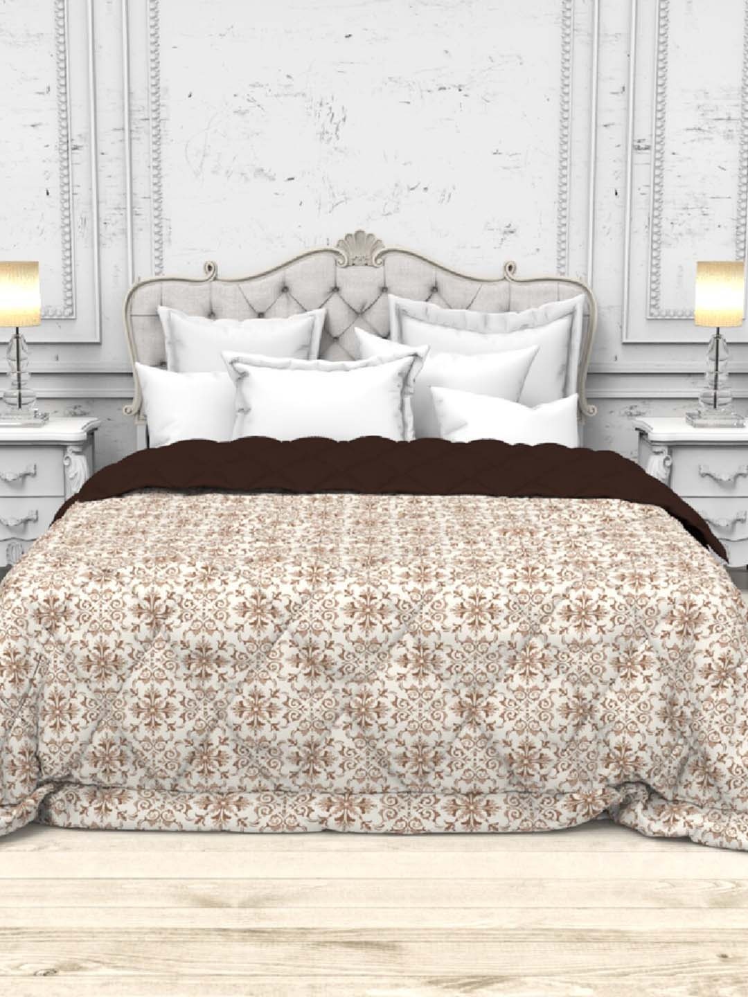 

THE WHITE MOSS Brown & Cream-Coloured Ethnic Motifs Heavy Winter 300 GSM Double Bed Comforter