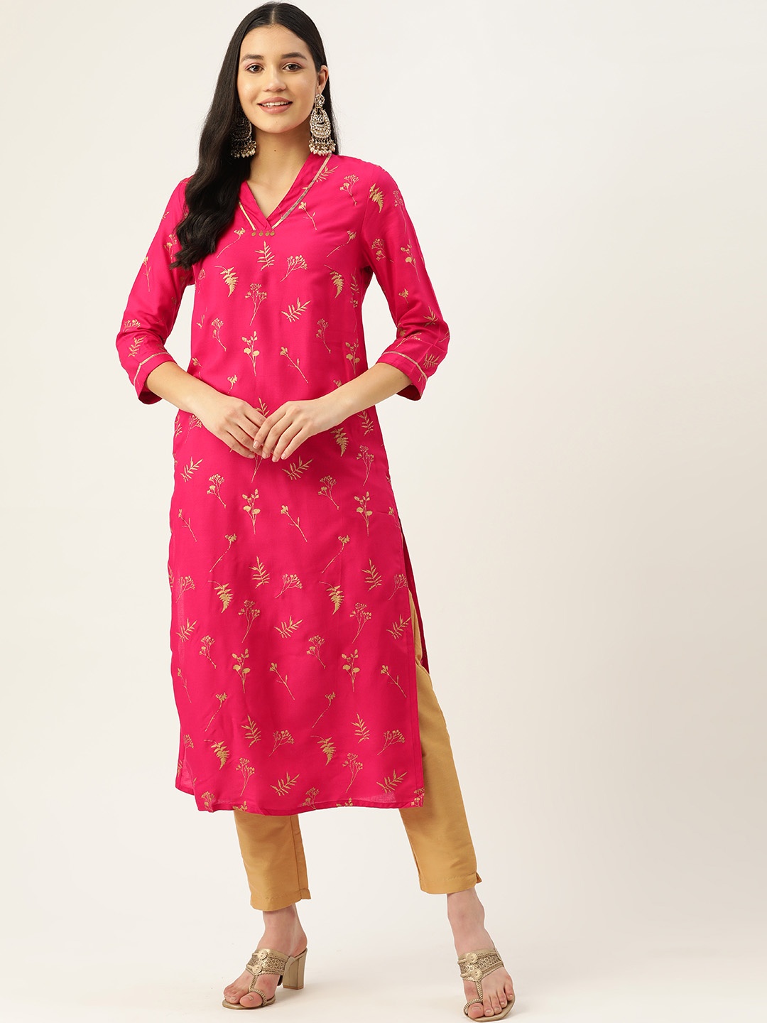 

ZIZO By Namrata Bajaj Women Fuchsia Floral Printed Kurta
