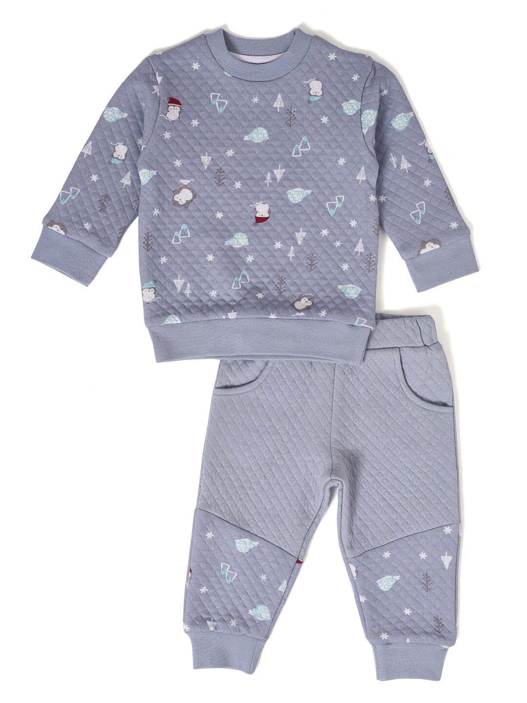 

MiArcus Kids Printed Sweatshirt with Trousers, Grey
