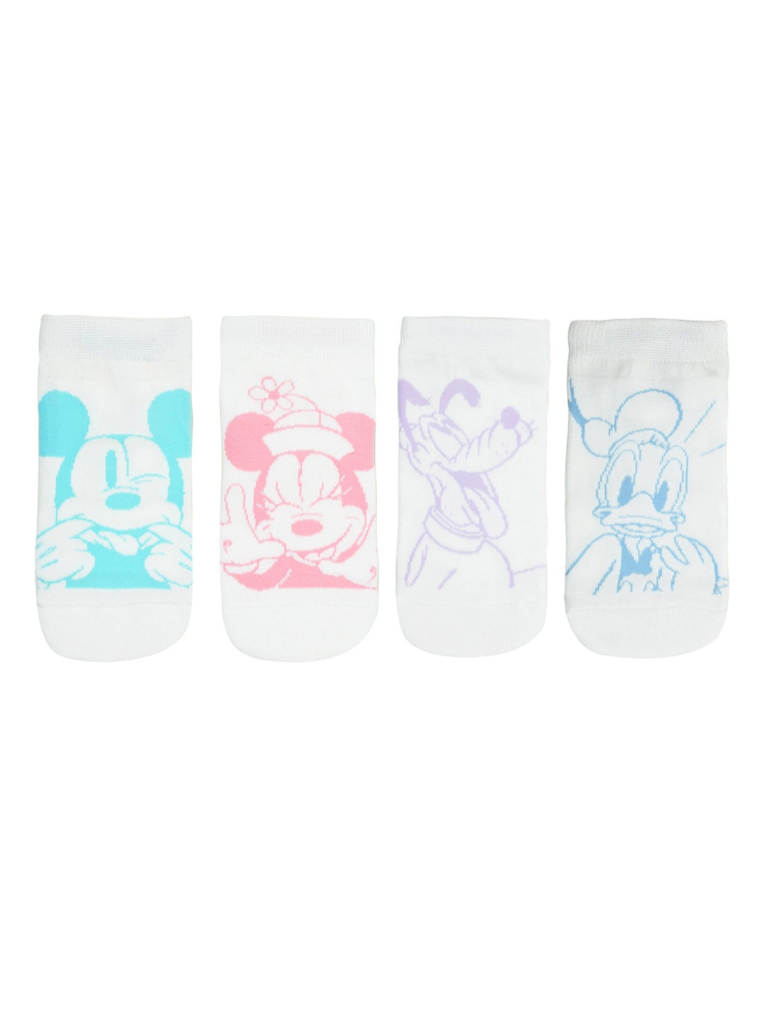 

Balenzia x Disney Pack Of 4 Mickey & Friends Cotton Ankle-Length Socks, White
