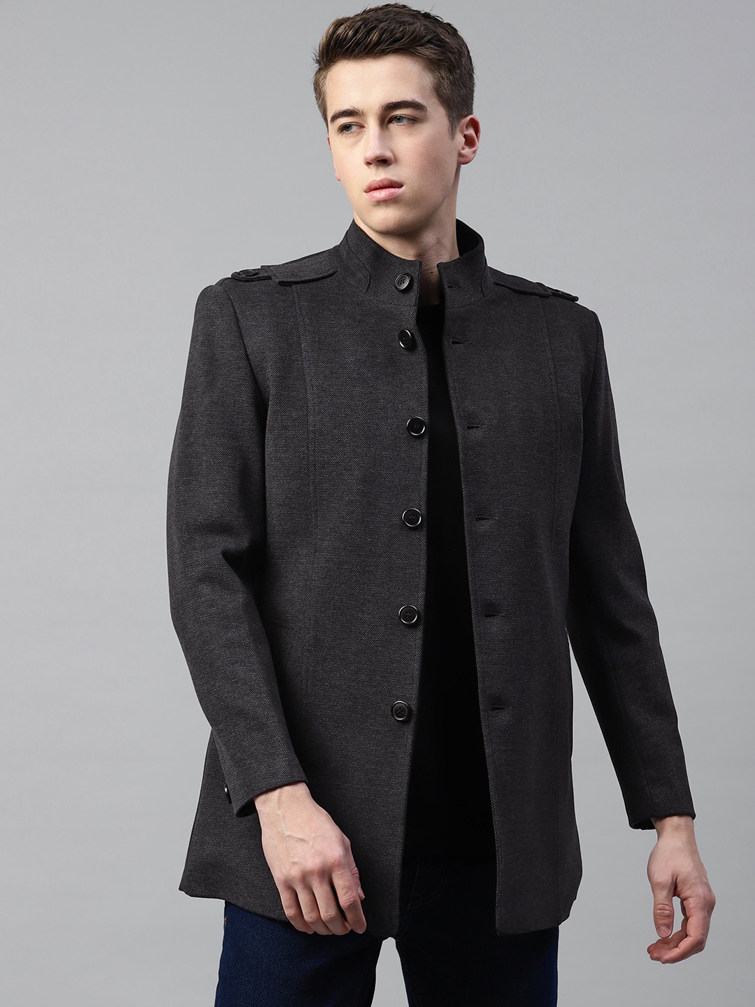 

Pierre Carlo Men Olive Green Solid Overcoat
