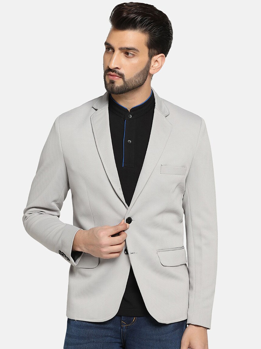 

TAHVO Men Slim-fit Blazer, Grey