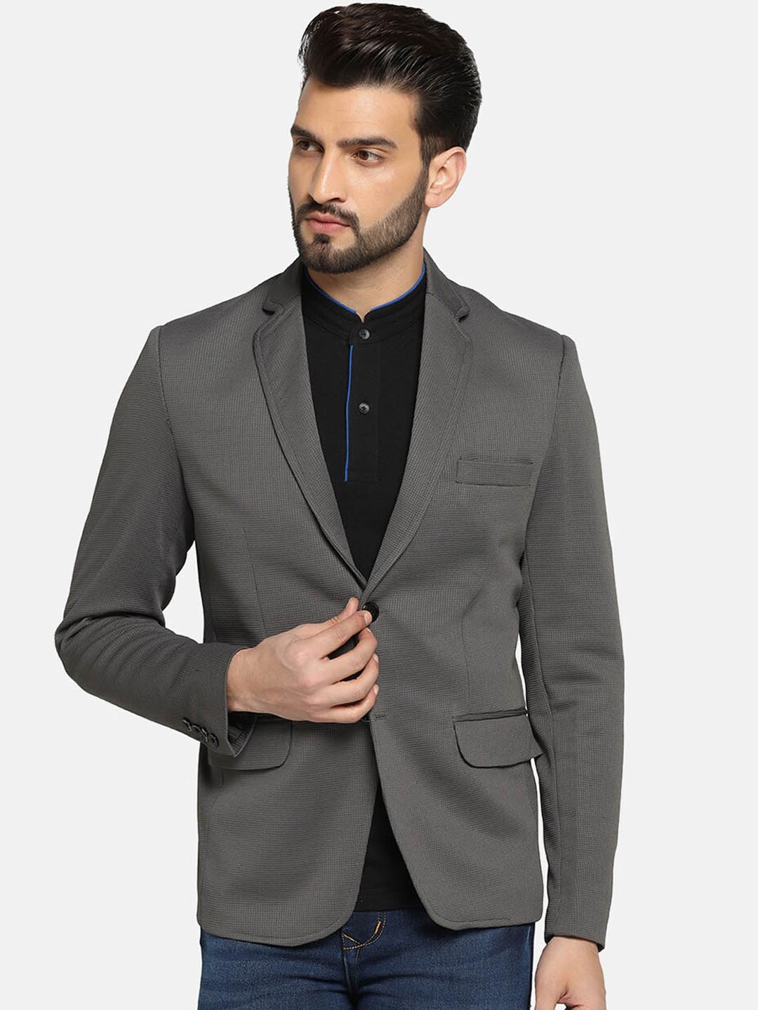 

TAHVO Men Single-Breasted Casual Blazer, Grey