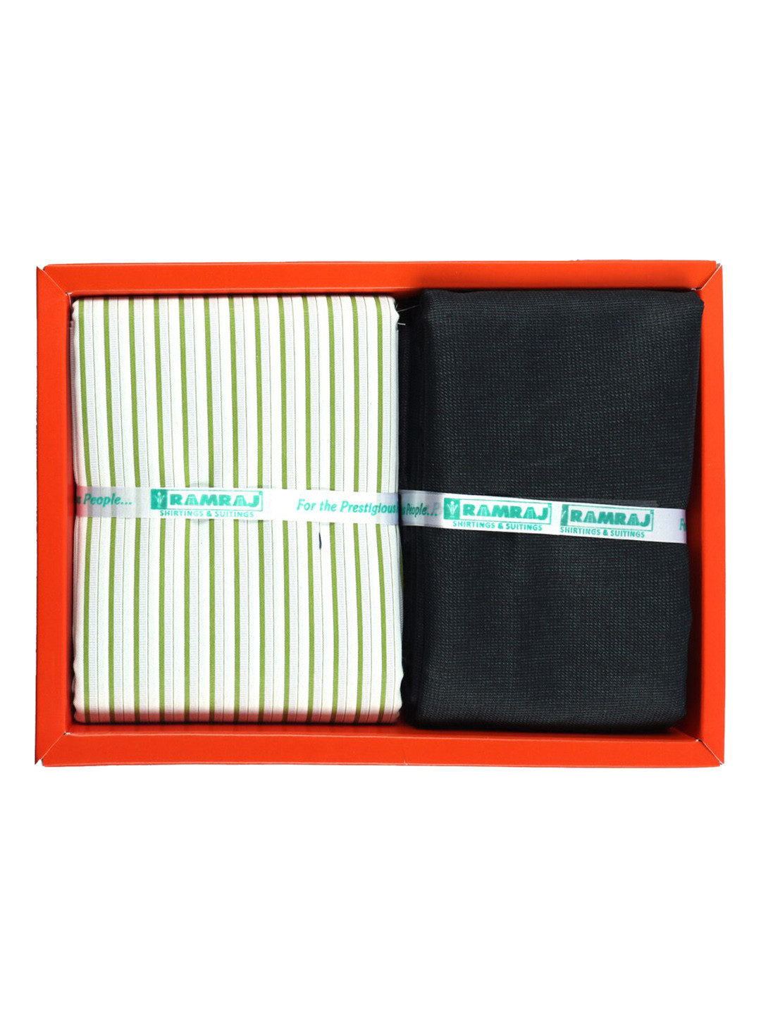 

Ramraj Men Striped Shirt & Trouser Clothing Fabric Set, Green