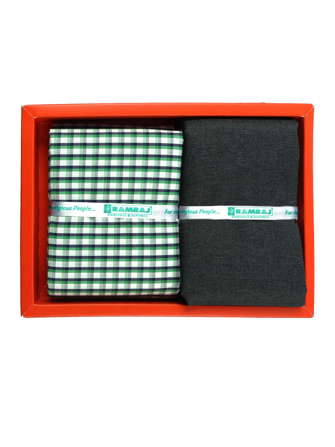

Ramraj Men Checked Shirt With Trouser Clothing Fabric, Green